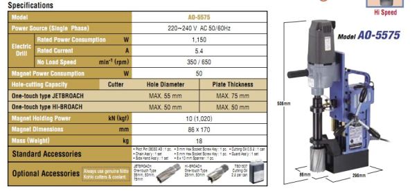 AO-5575 Mahendra Tools NITTO KOHKI India specs